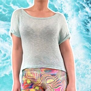 American Eagle Outfitters Oversized Misty Jade Sheer Boxy Terry Tee, Size XS